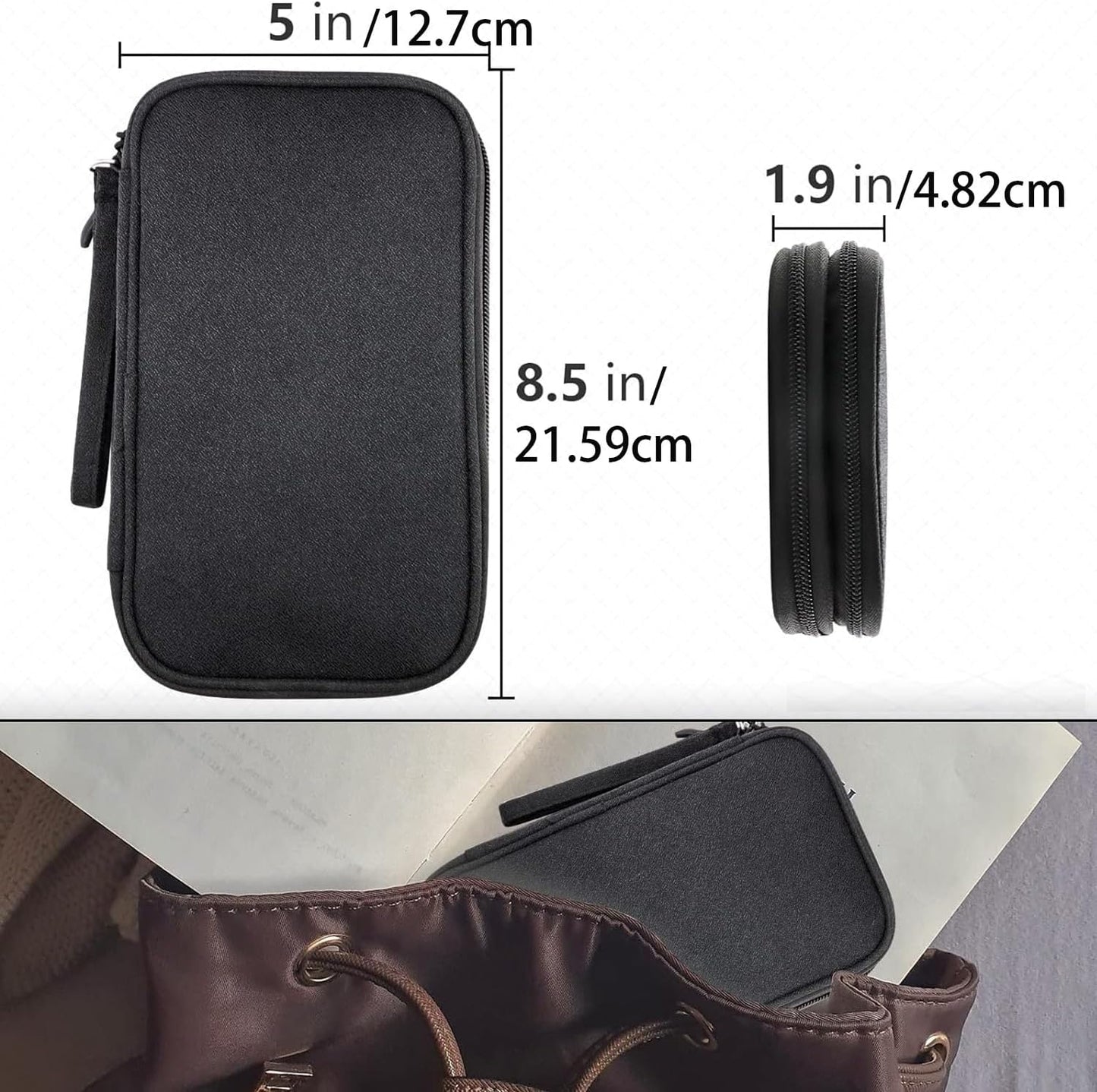 Teskyer Waterproof Cable Organizer Bag, Travel Accessories Bag, Electronic Accessories Bag, Black