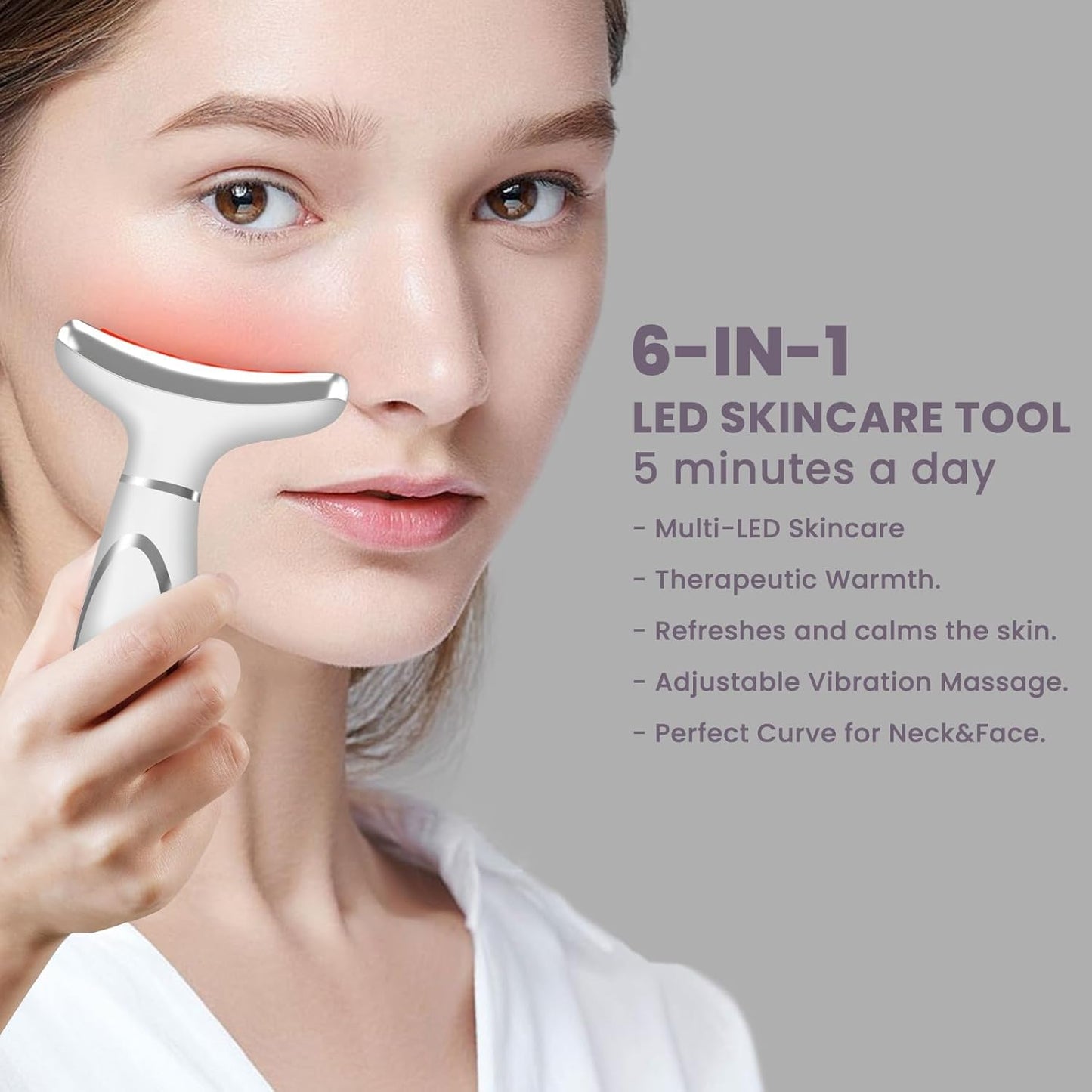 Xkimos Face Massager with Cooling Modes,Ideal Mothers Day Gift,6 Skin Modes Skin Care Tools with 4 Light Sources, Red Light Therapy with EMS Microcurrent, at-Home Anti Cellulite Massager Face Sculpting Tool,Gifts for Mum