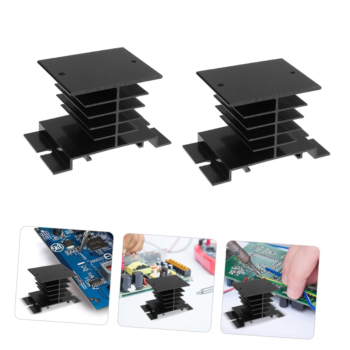 CAXUSD 3pcs Aluminum Heatsink Block for SSR Relay Cooling Durable Heat Dissipation for Rectifier Appliances Compact Design for Industrial Automation