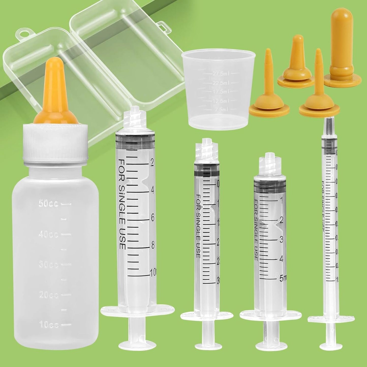 Sobirdos Pet Nursing Bottle,Puppy Bottles for Nursing,Miracle Nipple,Kitten Nursing Bottle,Mini Pet Feeding Bottle and Syringes with Nipples for Newborn Rabbits, for Feeding Small Animals(5pcs)