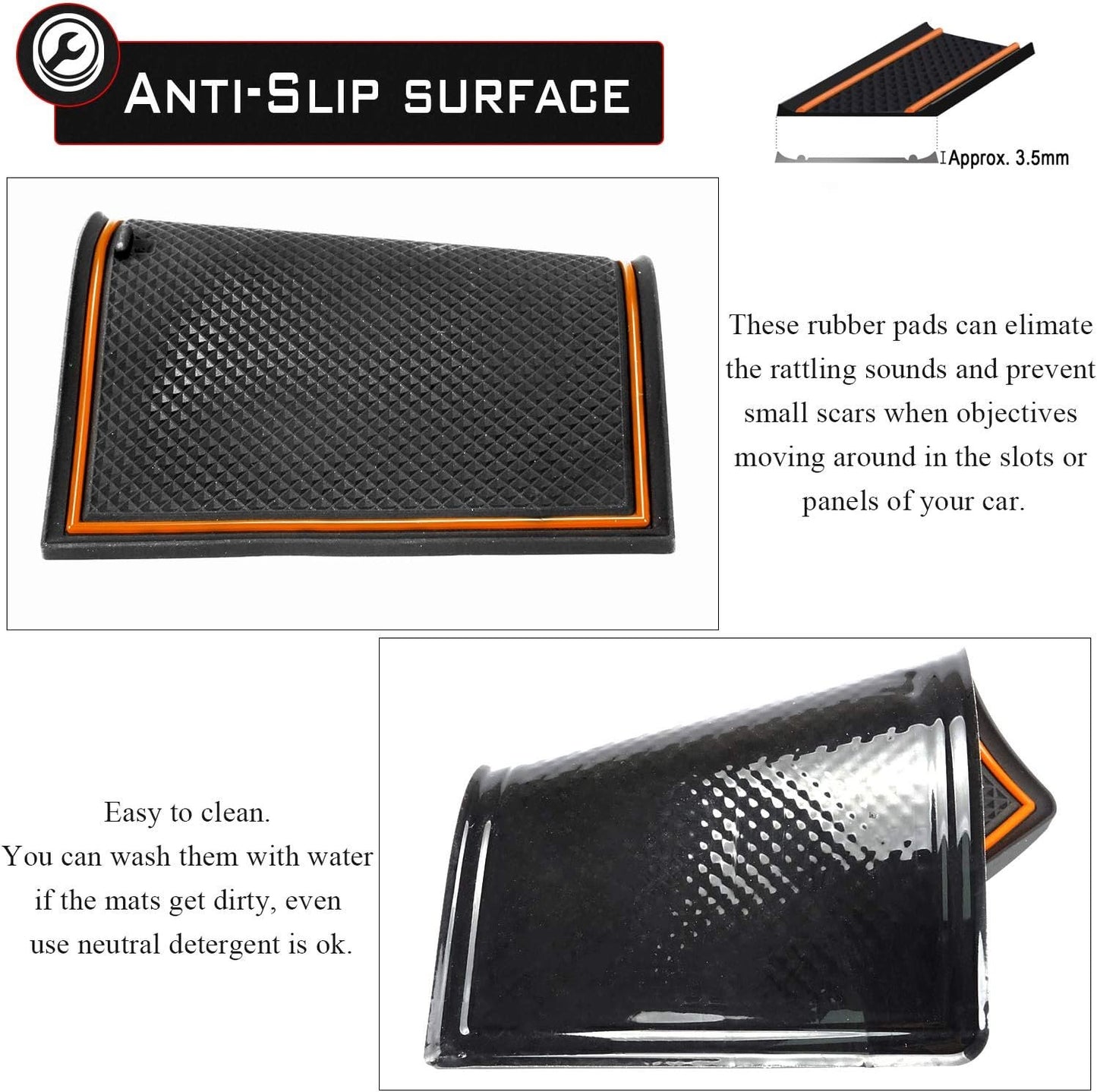 Auovo Anti Dust Mats for Subaru Forester Accessories 2019 2020 2021 2022 2023 2024 Interior Custom Cup Holder Insert Liner Coaster Center Console Door Pads(17pcs) (Orange)