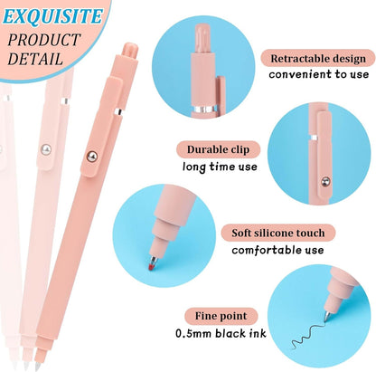 YUNAI Retractable Gel Pens, 10PCS 0.5mm Black Ink Ballpoint Pens with Silicone Clip, Premium Smooth Writing Quick Dry Ink Fine Point Rollerball Pens for School Office Home Stationery Supplies