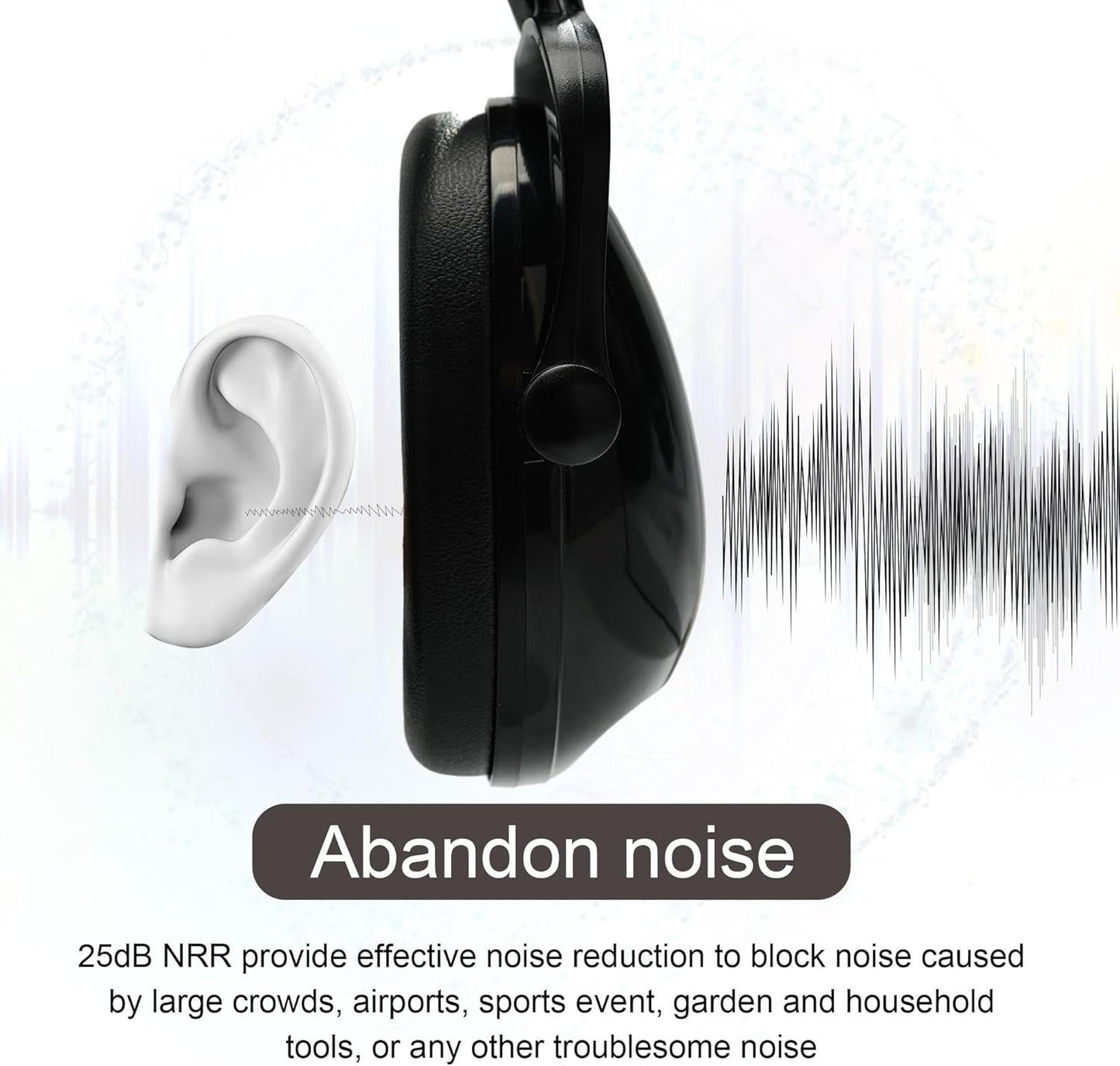 EZARC Kids Noise Cancelling Safety Ear Muffs, SNR 30dB Hearing Protection Noise Reduction Earmuffs with Adjustable Headband for Autism, Sleeping, Studying - Black