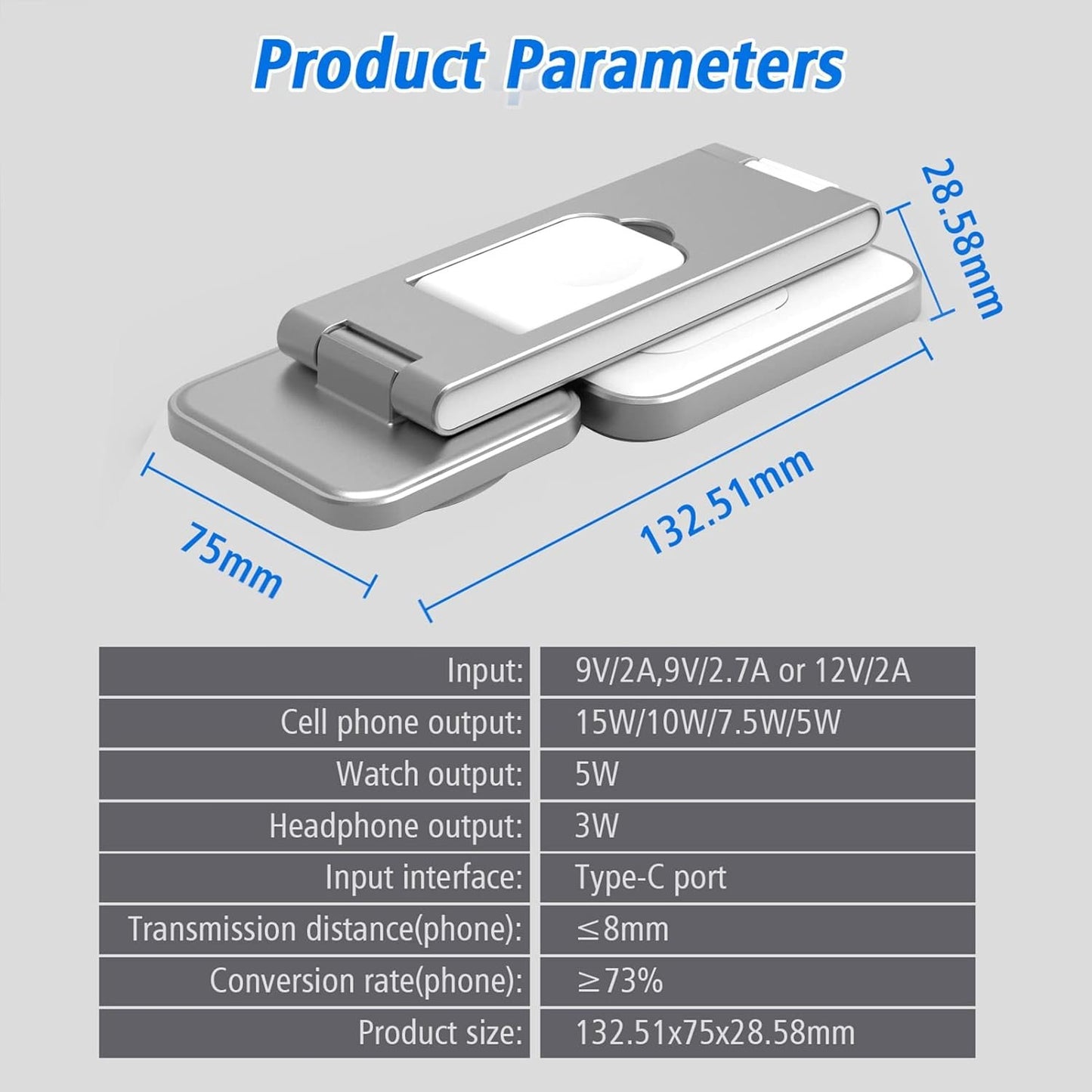 3 in 1 Magnetic Wireless Charger,Foldable Wireless Charging Station for Apple Watch Series 10/9/Ultra 2/8/7/SE/SE2/6/5/4,iPhone 16 Pro Max/16/15/14/13/Pro,AirPods 3/Pro/2 Mag Safe Charger Stand Dock