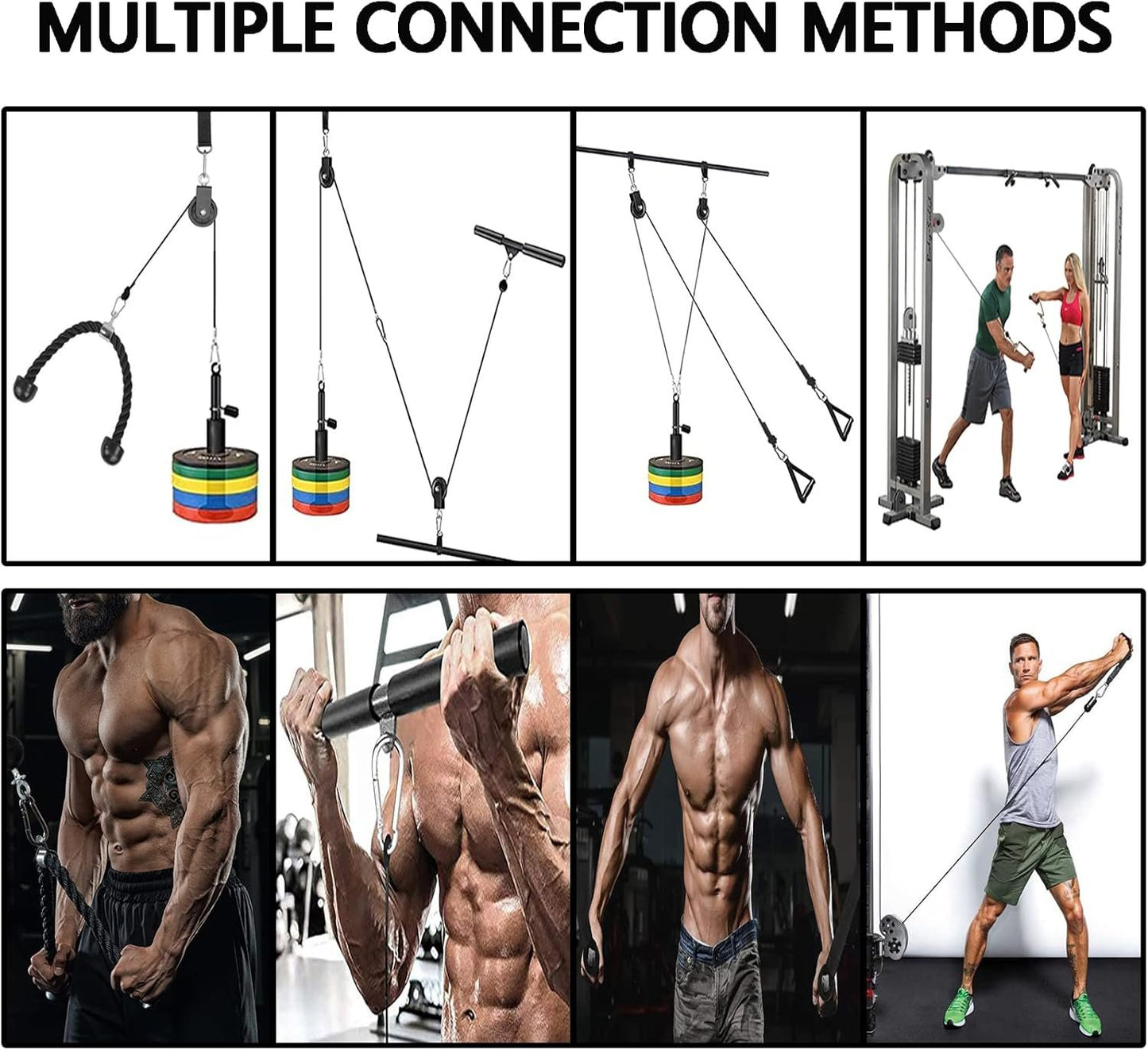 Favuit Weight Cable Pulley System Gym, Fitness LAT and Lift Pulley System Upgraded Weight Pulley System Home Gym Tricep Workout Pulley Attachments for Biceps Curl Tricep Arm Shoulder Workouts