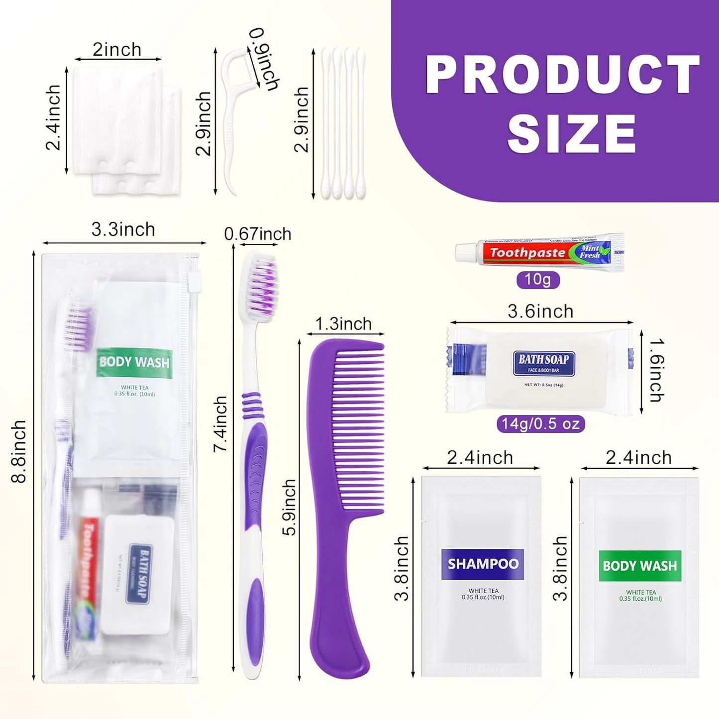 Pack of 50 Hygiene Kit, Toiletry Kit Bulk, Individually Packed, Travel Disposable Hygiene Kit, Homeless Care Package Supplies,Suitable for Hotel, Camping, Travel
