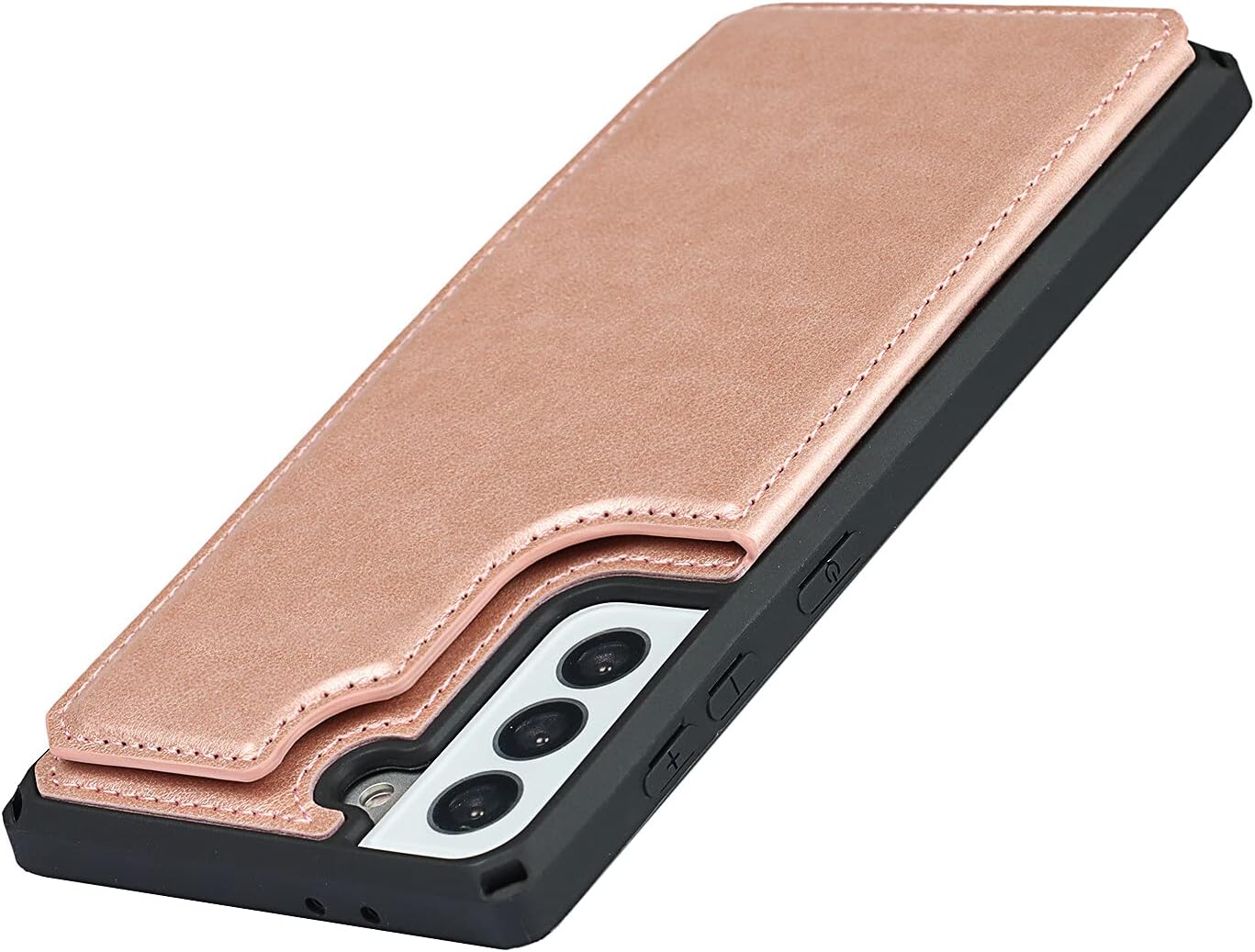 Cavor PU Leather Wallet for Samsung Galaxy S21/ S21 5G Case Flip Magnetic Clasp Back Cover Shockproof Soft TPU Phone Cases with Lanyard & Card Slots Holder & Kickstand Protective Case-Rose
