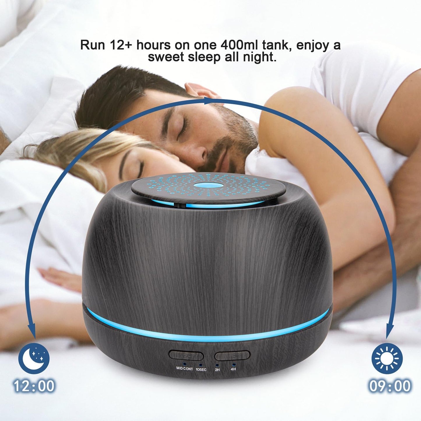 300ml Aroma Essential Oil Diffuser,8 Hours Wood Grain Cool Mist Aromatherapy Diffuser with Remote Control,USB-C Power Cable,Timer, 7 Color Light Changing Air Humidifier for Home,Office