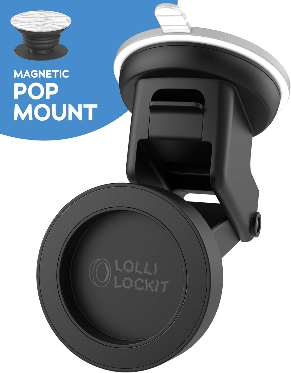LolliLockit Magnetic Grip Car Mount for Pop Phone Holder, Dash/Window Socket Attachment by LolliLocket