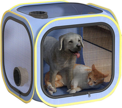 Pet Dryer, Enclosed Ventilated Room Design, 19.69x19.69x19.69 Inches Portable Grooming Cage & Anti Hair Feature, Convenient Home Box for Cats, Dogs, Puppy Care, and Clean Routine