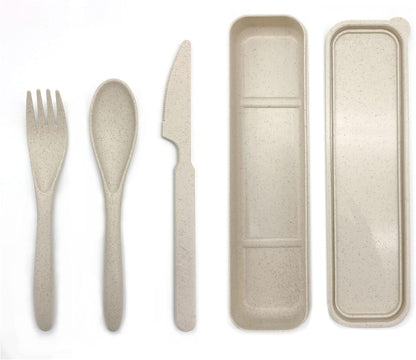 Starfrit Gourmet ECO - Cutlery Set with Storage Case - Fork, Spoon, Knife - Reusable - Wheat Straw Fibers