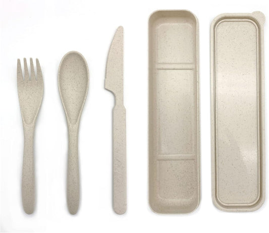 Starfrit Gourmet ECO - Cutlery Set with Storage Case - Fork, Spoon, Knife - Reusable - Wheat Straw Fibers