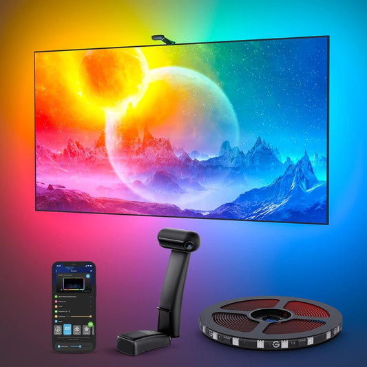 Govee Envisual TV LED Backlight T2 with Dual Cameras, 16.4ft RGBIC Wi-Fi TV LED Backlights for 75-85 inch TVs, Double Light Beads, for Home Decorations, Smart App Control, Music Sync
