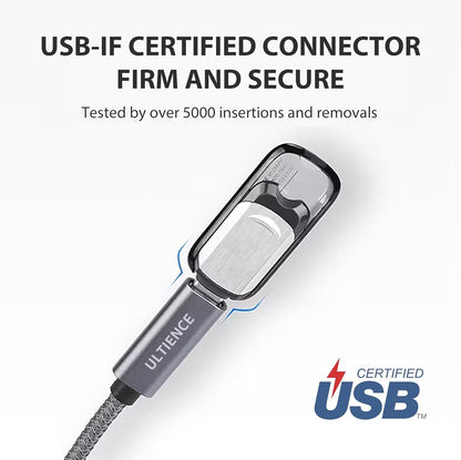 ULTIENCE USB-A to USB-C Cable Adapter [10Gbps] – High-Speed USB 3.2 Converter with 10Gbps Data Transfer & 60W Fast Charging, Compatible with Laptops, PCs, Flash Drives (0.5 m, Grey)