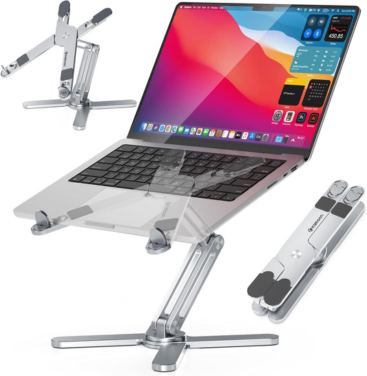 Laptop Stand Kamoon Portable Adjustable Tablet Computer Stand Aluminum Alloy Folding Laptop Stand Compatible MacBook Air Pro, HP More 10-15.6" Laptops & Tablet (Silver-03)