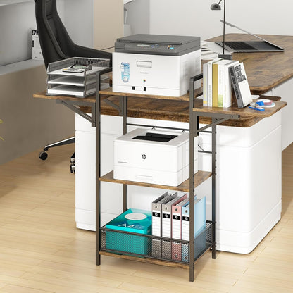 GILLAS 3 Tier Large Printer Stand, Desk Top Printer Dtand with Storage, 3 Tier Printer Table for Home Office Organization, Suitable for Fax Machines, Scanners, Office and Home Storage Rack, Metal