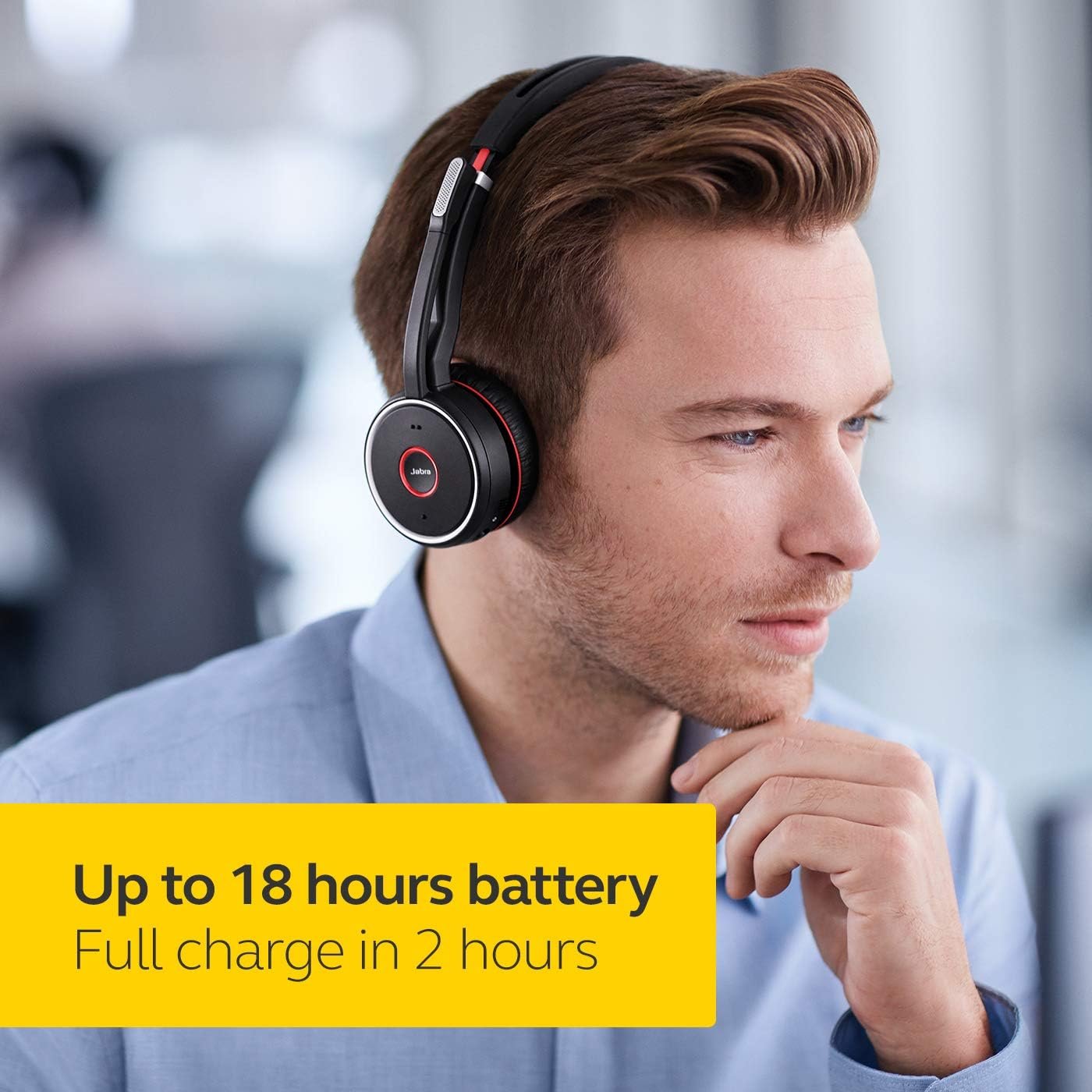 Jabra Evolve 75 Stereo MS Wireless Headset with Charging Stand, Black