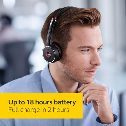 Jabra Evolve 75 Stereo MS Wireless Headset with Charging Stand, Black