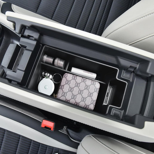 HGWEI Center Console Organizer Compatible with 2021 2022 2023 2024 2025 Nissan Rogue Interior Accessories, ABS Material Armrest Storage Box Insert Tray (NOT FOR ROGUE SPORT), Black trim
