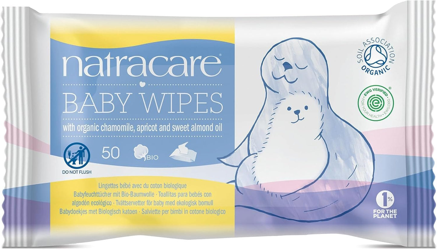 Natracare Organic Cotton Baby Wipes, 50Count (Pack Of 16)