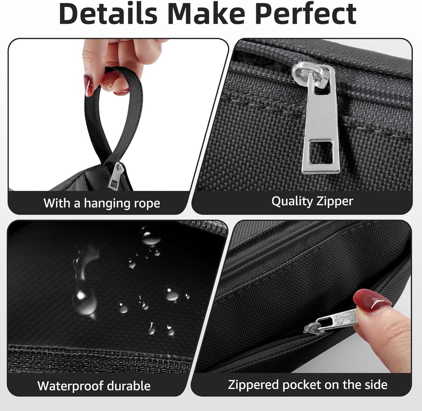 Vnezakl Travel Toiletry Bag for Women and Men Makeup Bag Shaving Bag Water-Resistant Hanging Double Compartments Organized for Toiletries Accessories Stationery Storage Bags