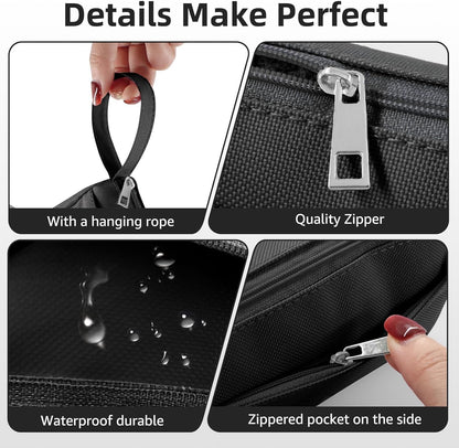 Vnezakl Travel Toiletry Bag for Women and Men Makeup Bag Shaving Bag Water-Resistant Hanging Double Compartments Organized for Toiletries Accessories Stationery Storage Bags