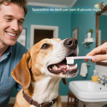 Pet Toothbrush, 4X Teeth Cleaning for Dogs, Soft Bristles Teeth Brushing Kit, Wide Head Pet Oral Care Supply for Daily Use, Home and Travel, 6.1 x 0.59 inches