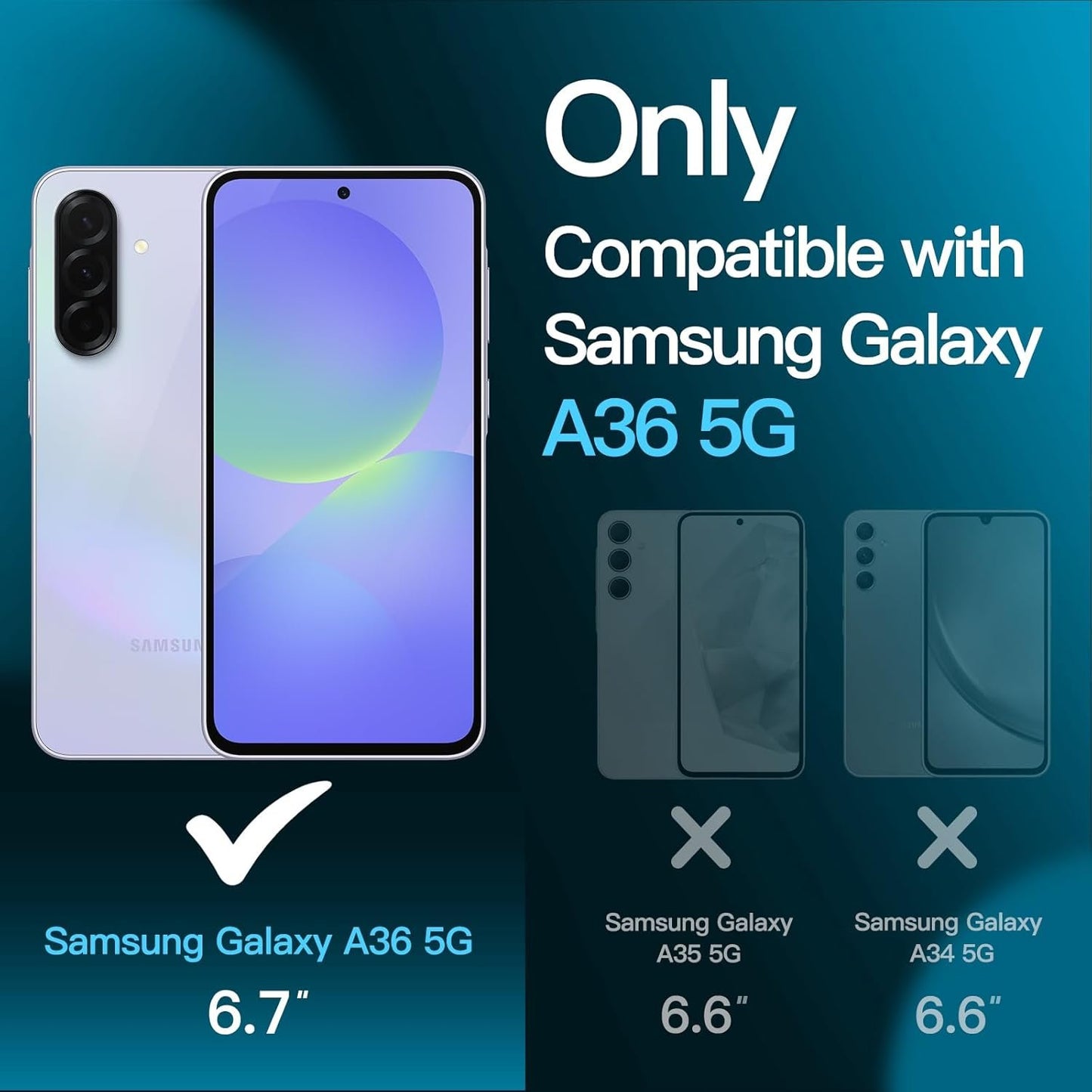 JETech Screen Protector for Samsung Galaxy A36 5G, 9H Tempered Glass Film, Anti-Scratch, HD Clear, 3-Pack