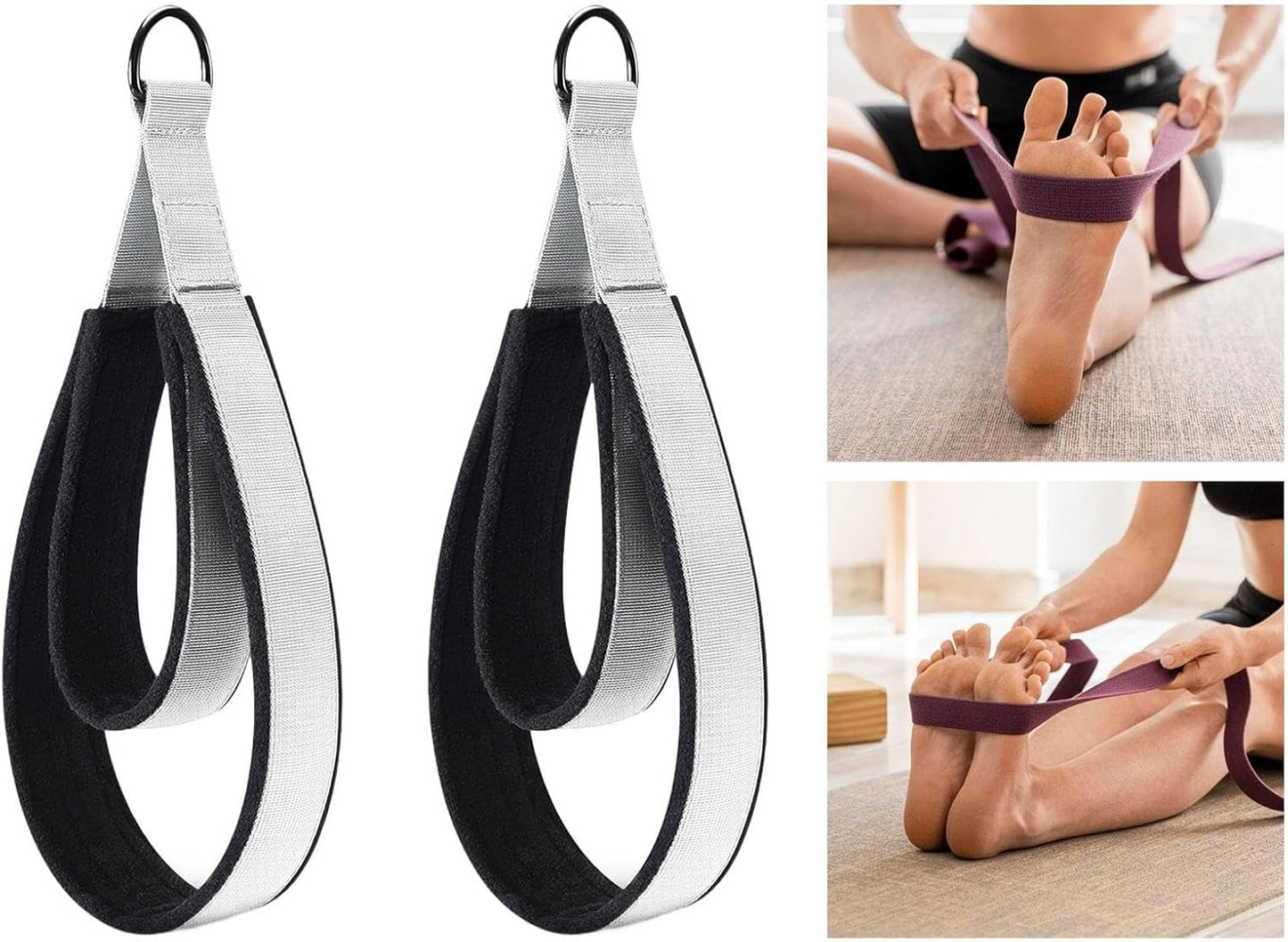 STARTIST 2Pcs D Rings Straps Handle,Pilates Double Loop Straps Pilates Accessories,Exercise Yoga Straps for Home Gym Adults Reformer
