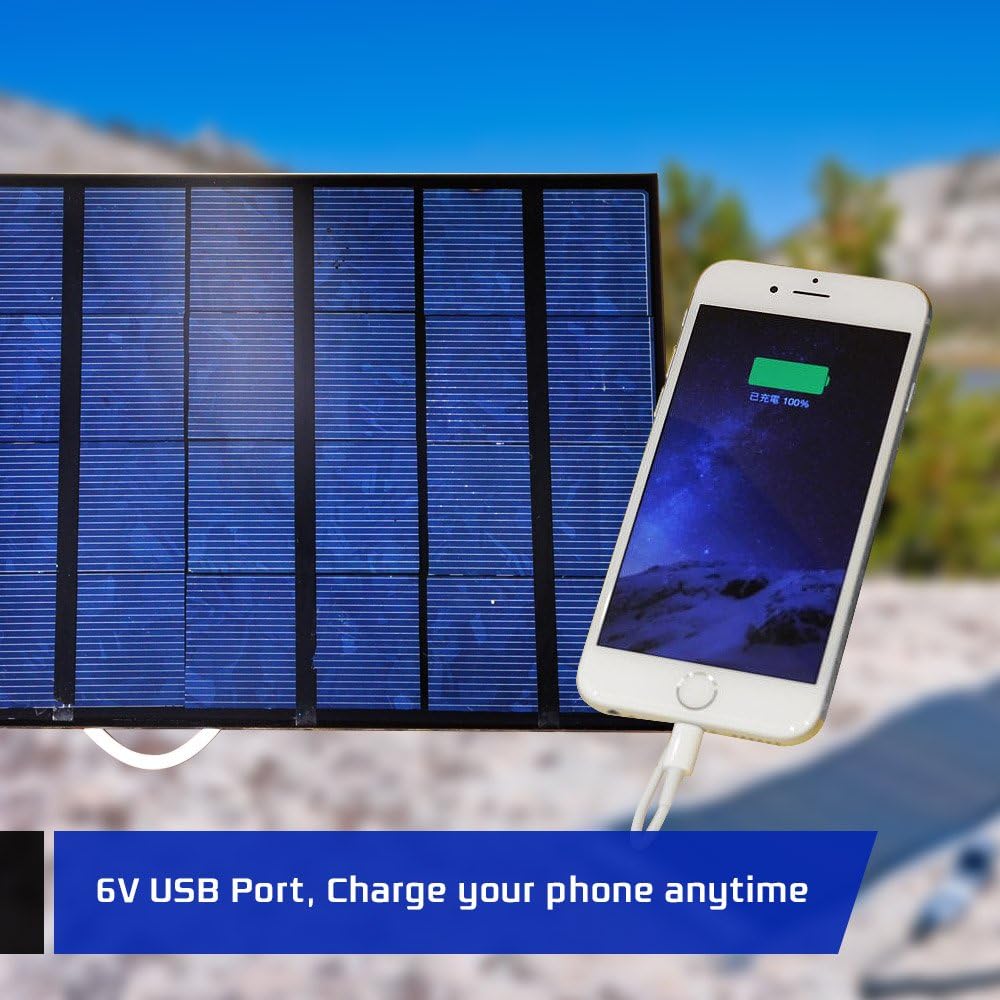 NUZAMAS Poartable Solar Panel Charger 6V USB Connecton Power Recharge for Smart Phone iPhone Outdoor Camping Hiking Fishing