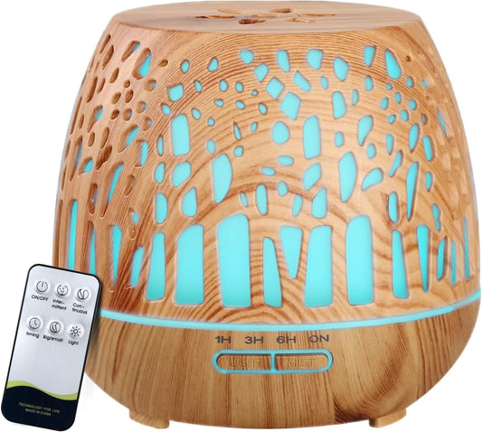 Devanti Aroma Diffuser, 400ml Air Humidifier Purifier Essential Oils Car Freshener Vaporizer Aromatherapy Diffusers Scent Booster Home Office Bedroom Humidifiers Steam, 7 Led Light Forest