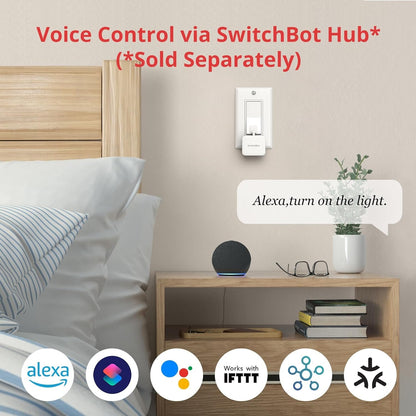 SwitchBot Smart Switch Button Pusher - No Wiring, Wireless App or Timer Control, Add SwitchBot Hub Mini to Make it Compatible with Alexa, Google Home, HomePod, IFTTT (Black)