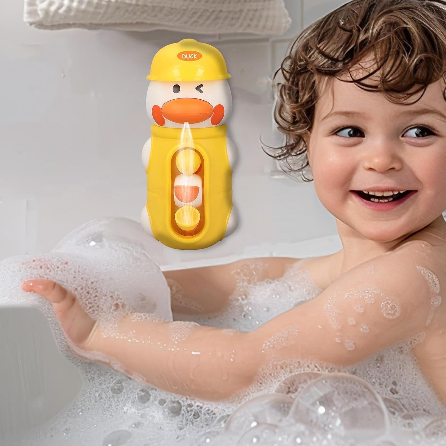 Bath Toys Kids, Duck Shaped Water Play, Rotatable Waterwheel Game, Sensory Shower Fun, 6.46x3.54 Inches, Interactive Activity for Ages 2-4, Boys, Girls, Birthday