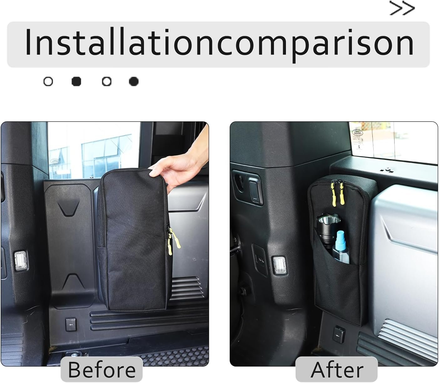 PIUGILH Rear Trunk Side Storage Organizer Bag Compatible with Land Rover Defender 90 110 130 2020-2024 Accessories, Interior Trunk Storage Organizer,Black