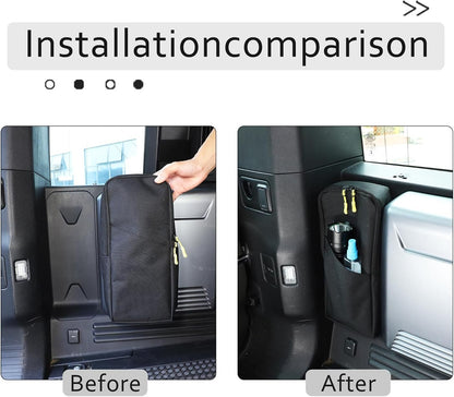 PIUGILH Rear Trunk Side Storage Organizer Bag Compatible with Land Rover Defender 90 110 130 2020-2024 Accessories, Interior Trunk Storage Organizer,Black