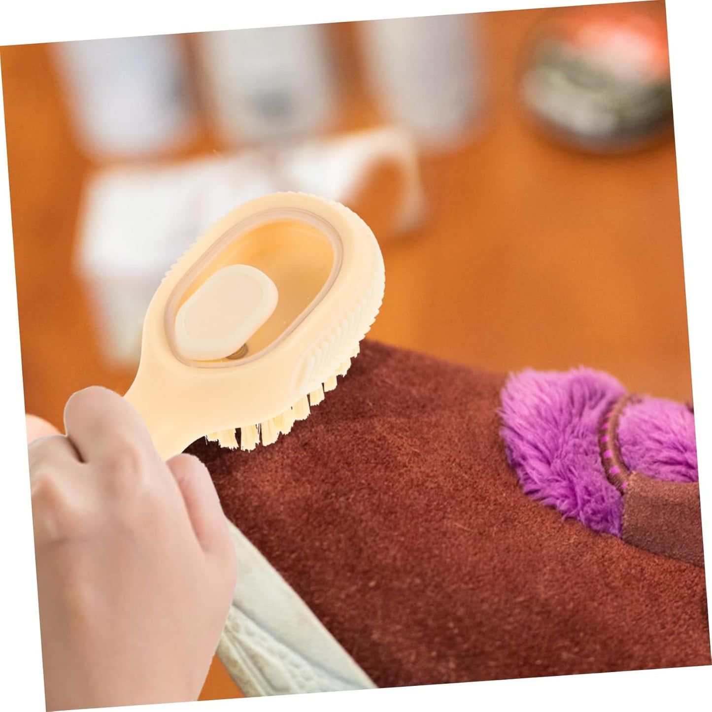 OATIPHO Versatile Shoe Cleaning Brush with Liquid Holder Dry Wet Cleaning Safe for Shoes Clothes Space-Saving Home Cleaning Essential