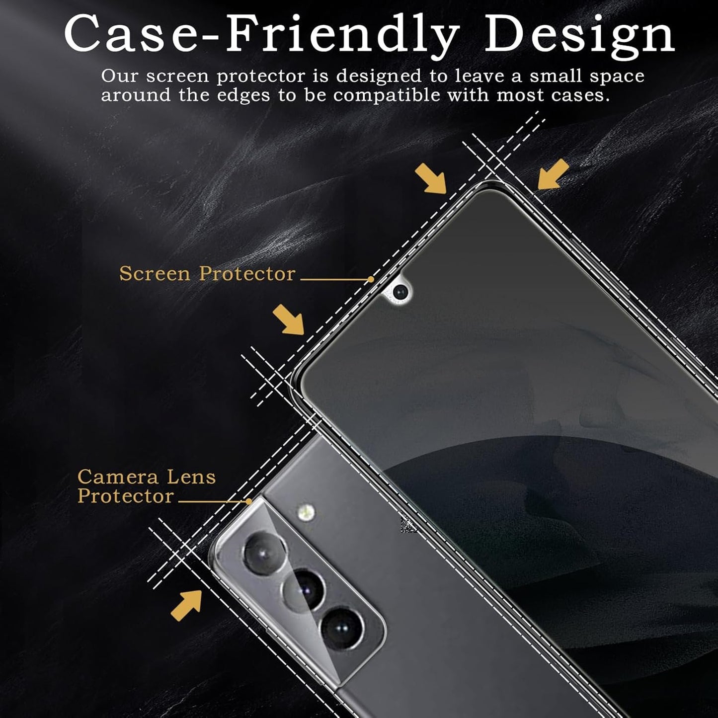 Privacy Screen Protector for Samsung Galaxy S21 5G, Shatterproof Tempered Glass Accessories, Anti Spy Tempered Glass Film, Case Friendly Ultra Resistant 9H Hardness Anti-Glare HD Black -2 Pack