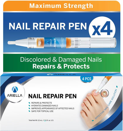 Ariella Toenail and Nail Repair Pen 4 Pcs, Toenail and Nail Care Solution, Toenail and Nail Renewal, Fixes and Restores Discolored and Damaged Nails