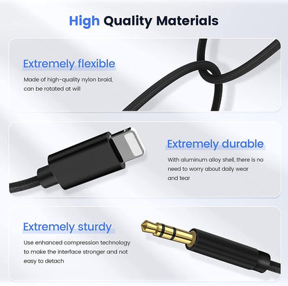 (Apple MFi Certified) AUX Cord for iPhone,Lightning to 3.5mm AUX Audio for Car Stereo Headphone Jack Cable Adapter Compatible for iPhone 14/13/12/11/XR/X/8/7/Speaker/Home Stereo/Headset/All iOS-3.3ft
