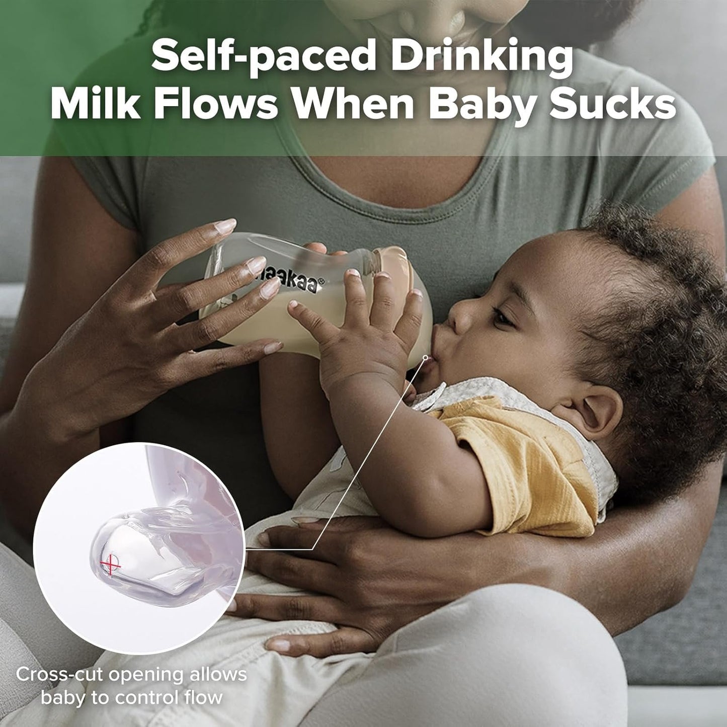 haakaa Gen.3 Natural Glass Baby Bottle -Wide Neck Anti-Colic Variable Flow Nipple - 6M+ Breastfed Babies Newborn Registry Essentials,BPA-Free, 6 oz/180 ml, Peach