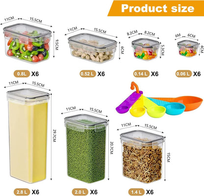 stusgo 42 Pack Airtight Food Storage Containers Set - Cereal Storage Containers for Kitchen Storage & Organisation with Lids & BPA Free Pantry Storage Containers Organiser