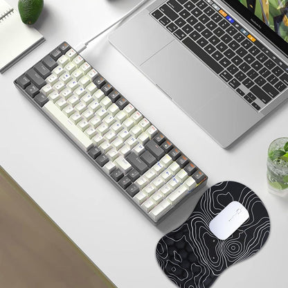 Ergonomic Mouse Pad with Wrist Rest, Memory Foam Mousepad with Wrist Support, Wrist Pain Relief, Non-Slip PU Base & Slope Massage Mouse Pad for Gaming, Office,Computer, 12x8 inch,Topographic Contour