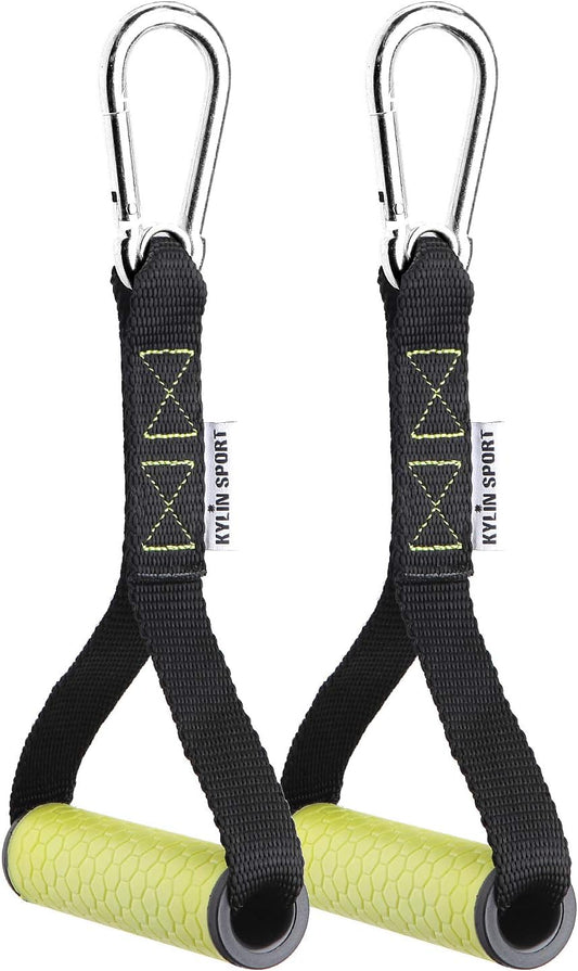 KYLIN SPORT Exercise Handles for Upgraded Cable Machine Attachments Silicon Handle Grip with Metal Carabiner Colorful Version (Set of 2)