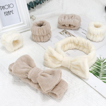 WHAVEL 6PCS Spa Headband and Wristbands Set, Face Wash Headband Wrist Bands for Washing Face Makeup Skincare Hair Band Skin Care Accessories Tools