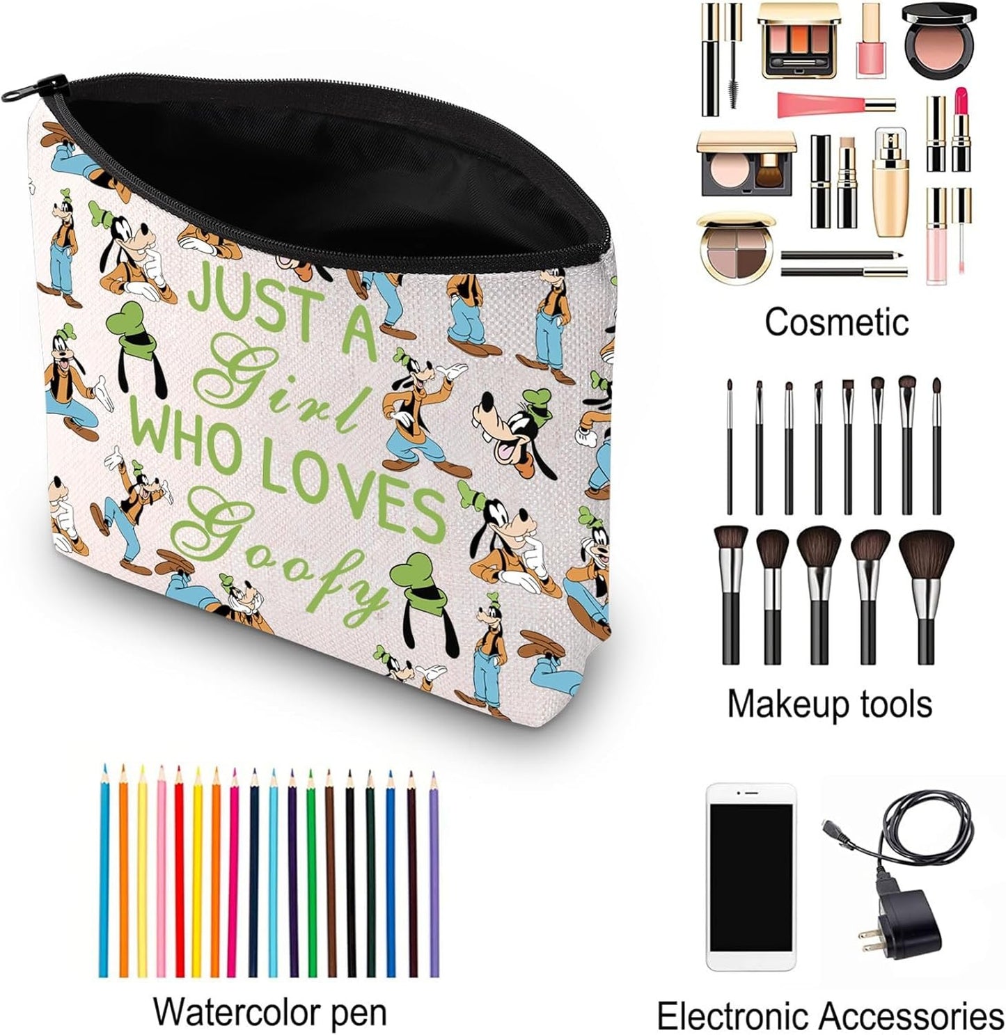 Goofy Dog Cosmetic Bag Cartoon Movies Merch Travel Toiletry Zipper Pouch Family Vacation Gift (Ca Dog)
