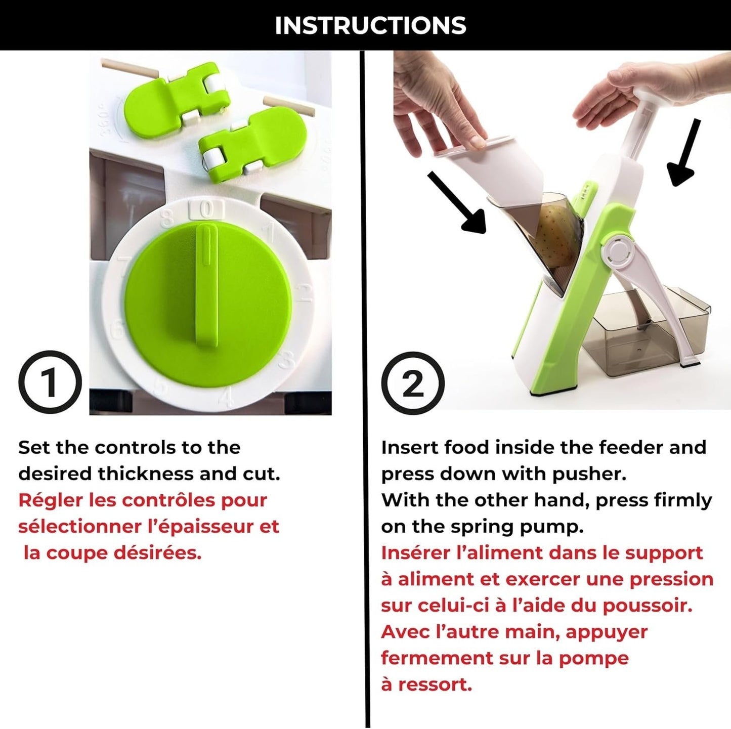 Starfrit Pump'n'Slice - Vertical Mandoline, Food Chopper, Slicer - Safe Enclosed Blades - Folds for Storage | Cleaning Tool -2-in-1