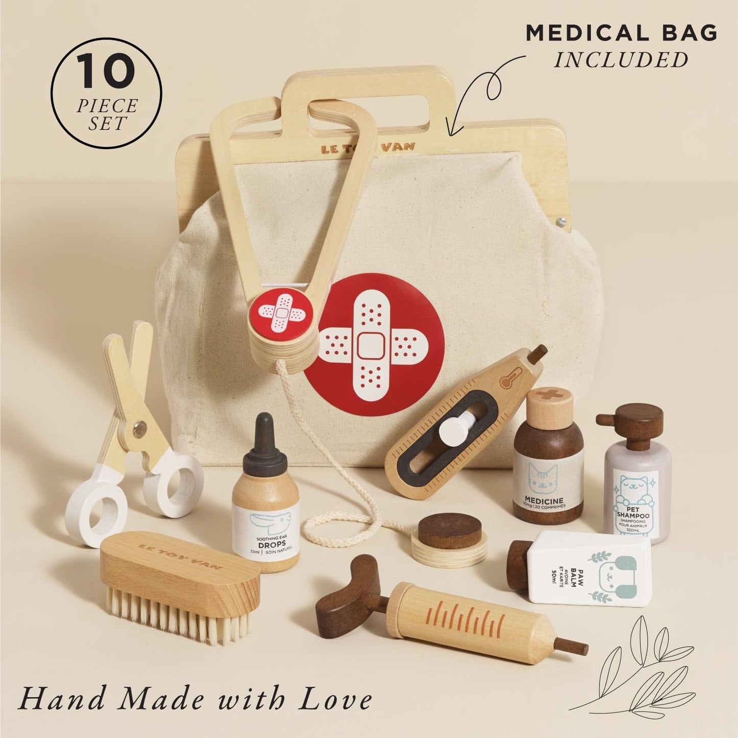 Le Toy Van Veterinarian Bag Set, Children's Toy 2+, 10 Pieces, Animal, PRETEND_PLAY_TOY, Unisex