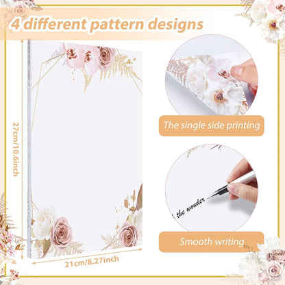 Teling 48 Sheets Decorative Printer Paper Writing Scrapbook Wedding Program Paper 8.27 x 10.6 Inches Greenery Flower Border Writing for Drawing Office Thank Greeting Stationery Supplies(Reed)