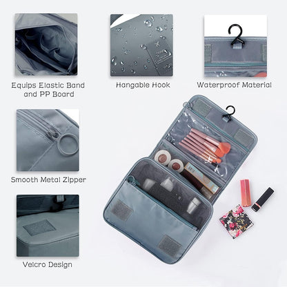 Travel Toiletry Bag Hanging Toiletry Bag Cosmetic Woman Travel Makeup Bag Water Resistant for Toiletries Accessory Bathroom Shower Container Gray