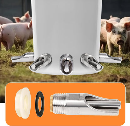 OUJIMAI 10PCS 1/2 NPT Pig Waterer Nipple Barrel Kit Stainless Steel Pig Waterer Nipples Systems Kit Pig Nipple Water Drinker for Sows Piglets Livestock Water Trough (10 Pig Nipples Kit)